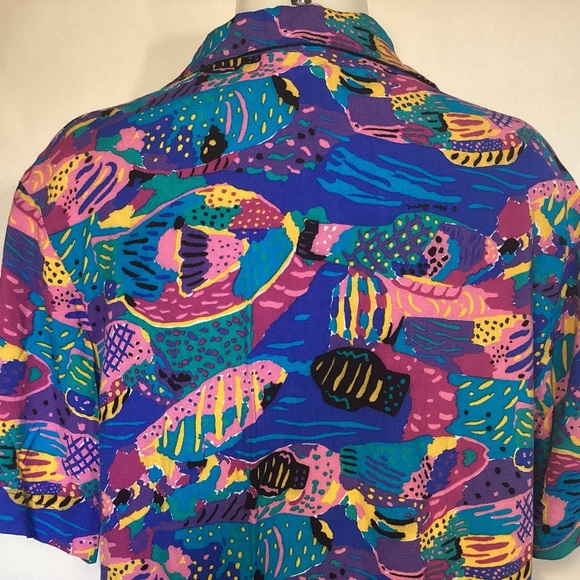 Vintage 80’s Ken Done Art to Wear womens button down shirt size large - Picture 6 of 10